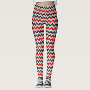 Leggings Rouge noir blanc Chevron cuir moderne