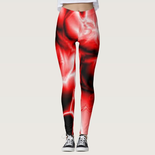 Leggings Rouge Noir cool collages branchés de style chic ar (Devant)