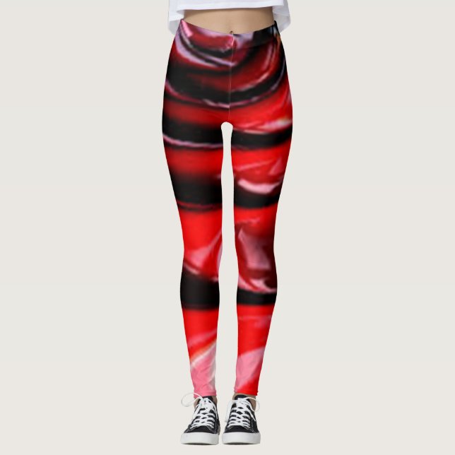 Leggings Rouge Noir cool Moderne Chic hipster collages arti (Devant)