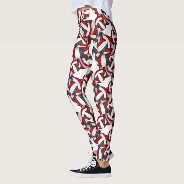 Leggings rouge noir équipe couleurs esprit volleyballs moti (Gauche)