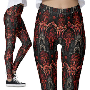 Leggings Rouge, Noir, Gris dentelle gothique Filigree