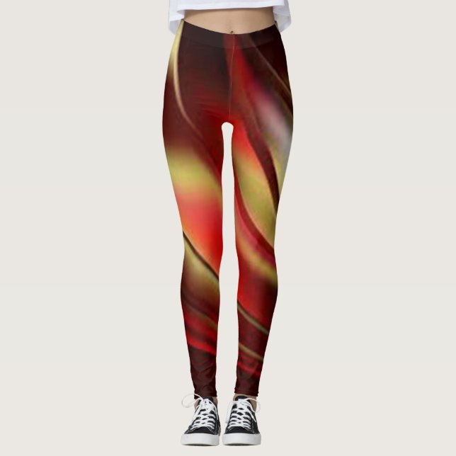 Leggings Rouge Noir Marron Vert Bleu Or simple Couleur cool (Devant)