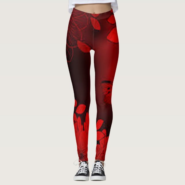 Leggings Rouge Noir Moderne Chic Hipster Collage de Photos  (Devant)