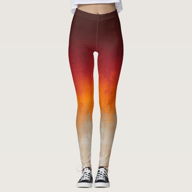 Leggings Rouge Orange gris blanc rustique ombre (Devant)