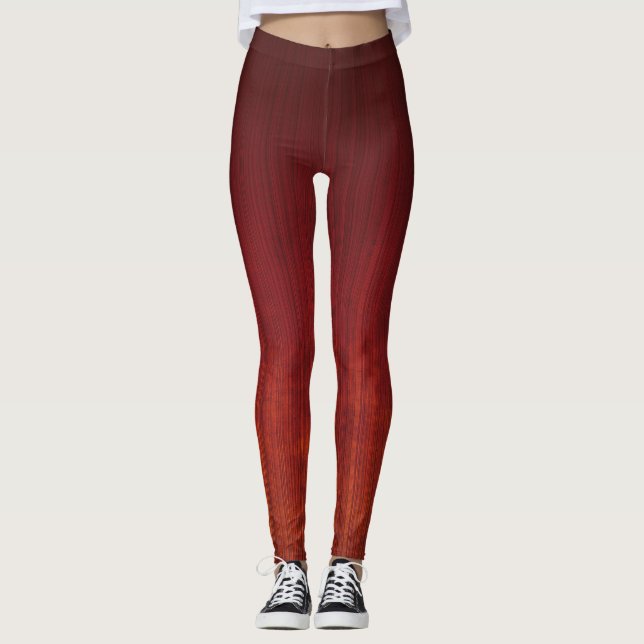 Leggings Rouge Orange ombre rustique rayé (Devant)