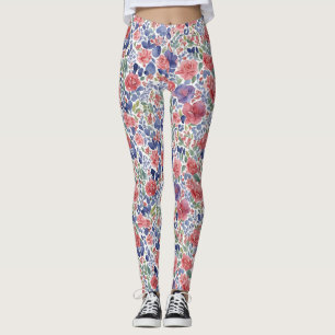 Leggings Rouge pastel élégant et floral violet aquarelle
