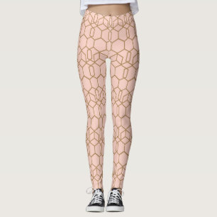 Leggings Rouge pêche et or Moderne Boho Géométrique Glam