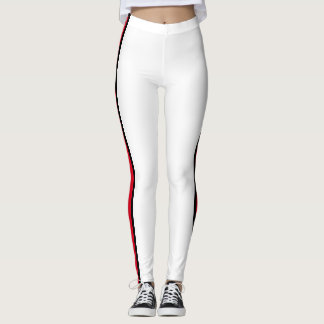 Leggings Rouge rayé blanc