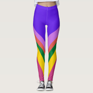Leggings Rouge rose et jaune Vintage bloc de couleur Abstra