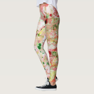 Leggings Rouge rose Jaune Vert tendance Moderne Abstrait