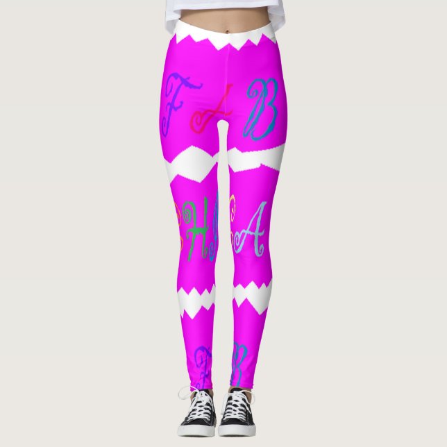 Leggings Rouge rouge à lèvres brillant chaud rose avec des  (Devant)