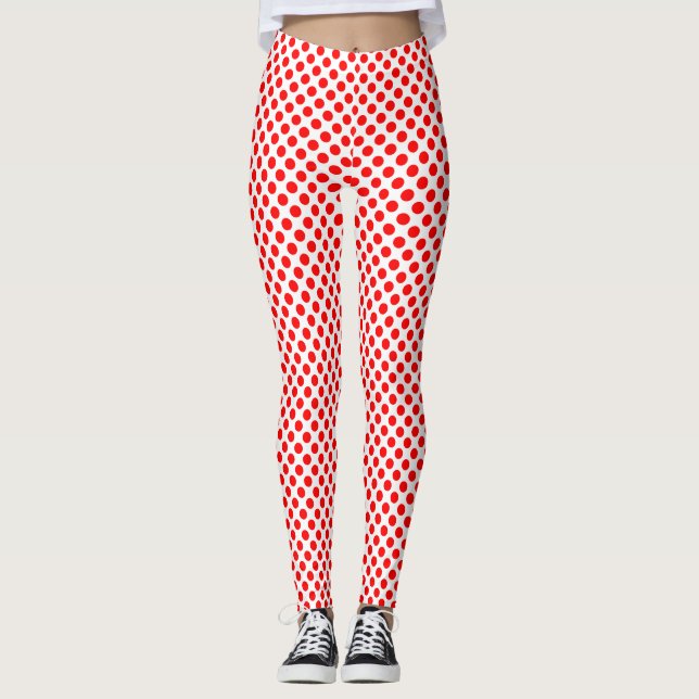 Leggings Rouge sur blanc Pois de petite taille (Devant)