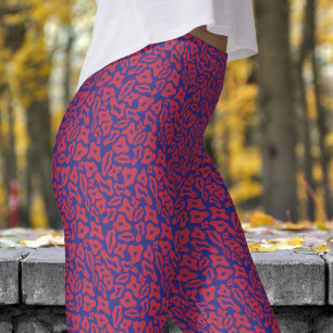 Leggings Rouge tendance et Motif bleu Colbolt