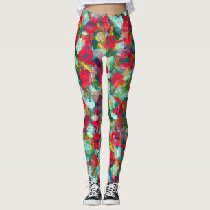 Leggings Rouge Vert Bleu Bleu Jaune Abrégé