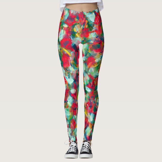 Leggings Rouge Vert Bleu Bleu Jaune Abrégé (Devant)
