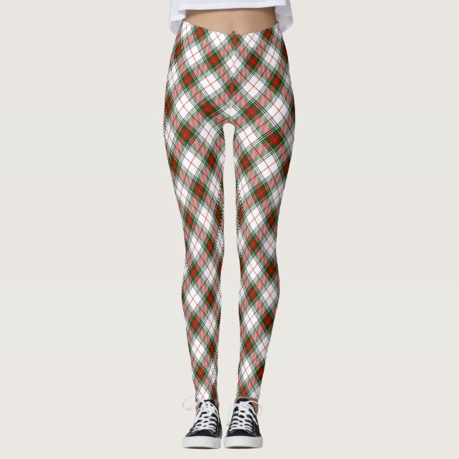 Leggings Rouge, vert et blanc classiques de ~ de plaid de (Devant)