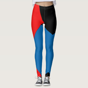 Leggings Rouge vintage et bleu Abstrait Bloc de couleur noi