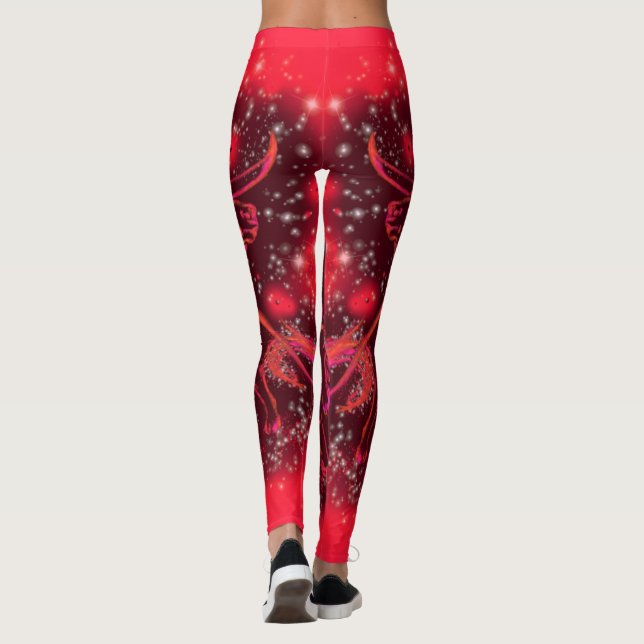 Leggings rouges avec Taureau en étoile (Dos)
