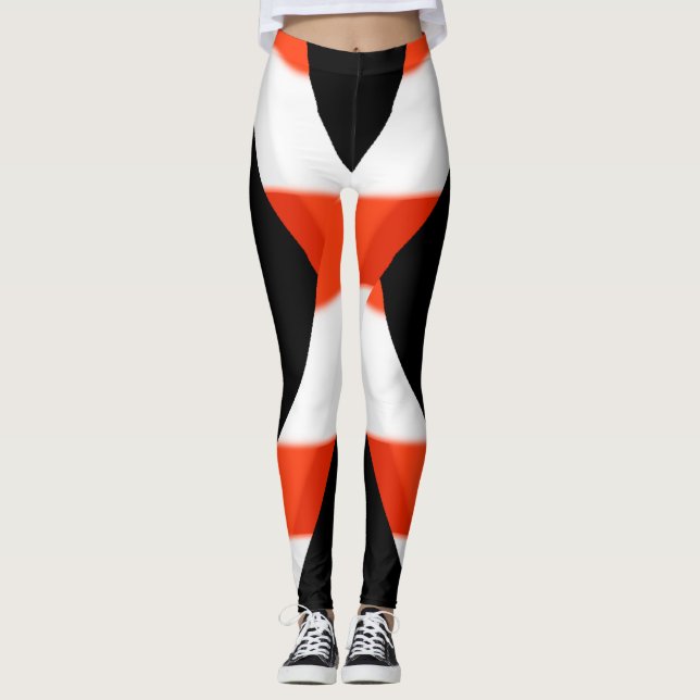 Leggings rouges, blancs et noirs (Devant)