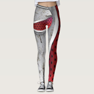 leggings rouges et gris texturés 3D