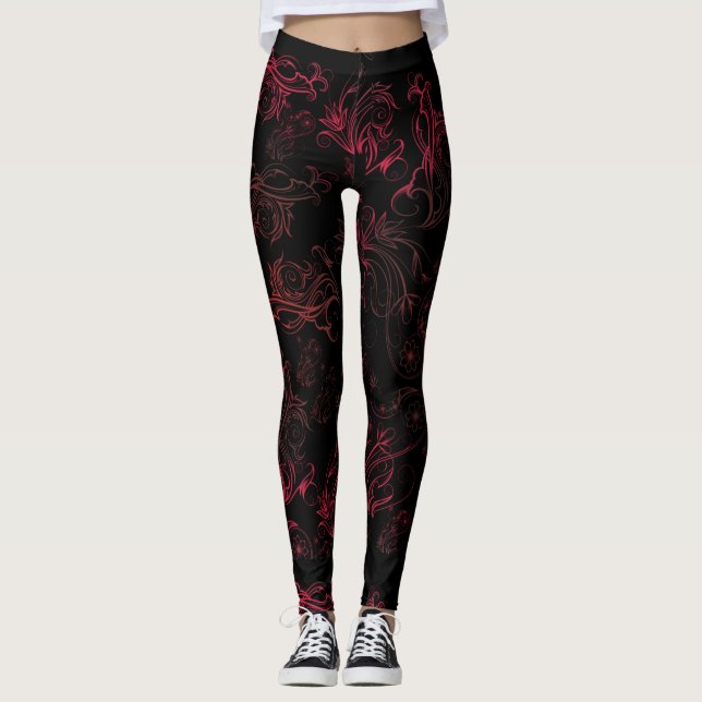 Leggings rouges floraux (Devant)