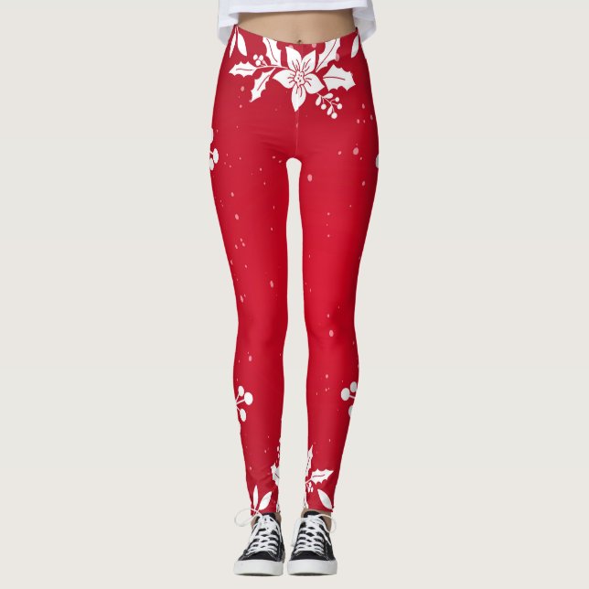 Leggings ROUGES HOLLY MOTIFS IMPRIMÉS (Devant)