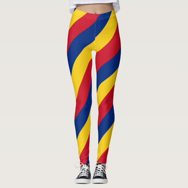 Leggings Roumanie Couleurs du drapeau national diagonales t (Devant)