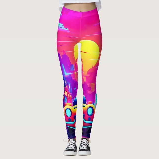 Leggings Route Neon Sunset City (Devant)