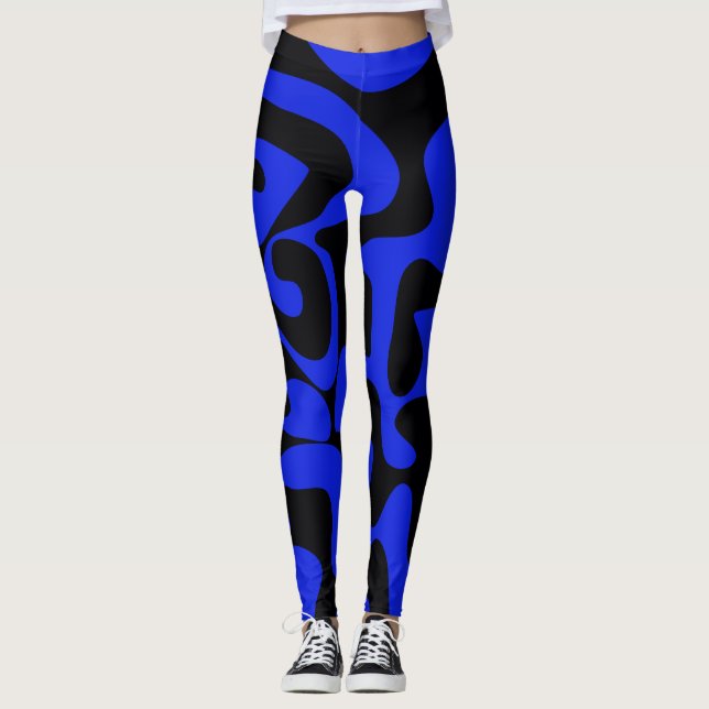 Leggings Royal Blue Black Cute Femme Mode (Devant)