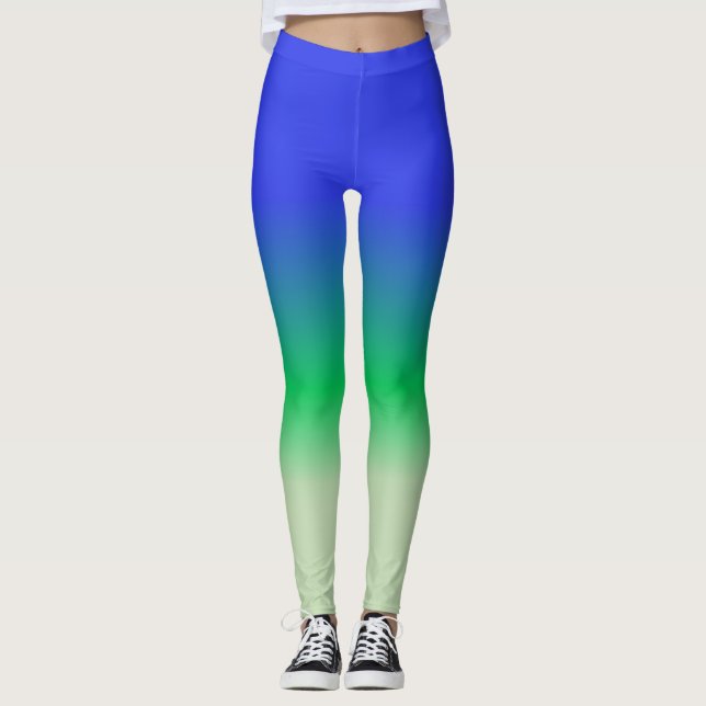 Leggings Royal Blue Emerald Sage Green Ombre (Devant)