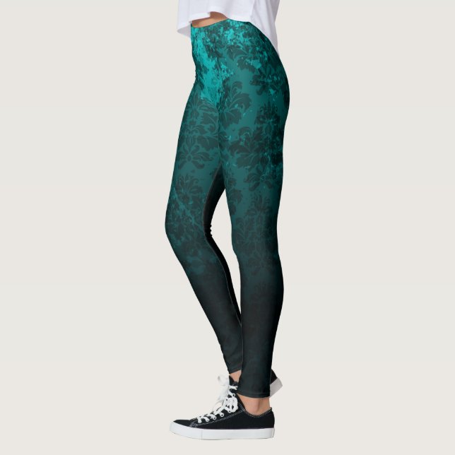 Leggings Royal Damask Design Turquoise (Gauche)