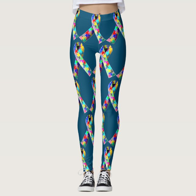 Leggings Ruban bleu puzzle autisme (Devant)
