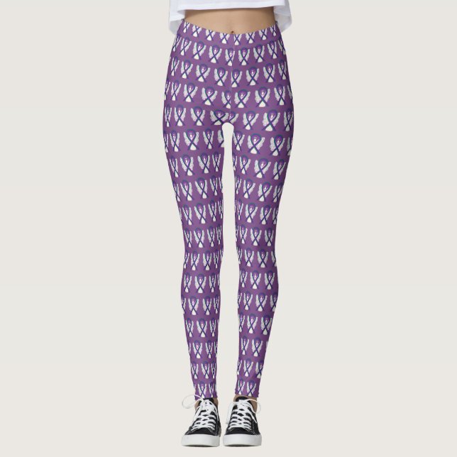 Leggings Ruban de sensibilisation au violet et au vert Legg (Devant)