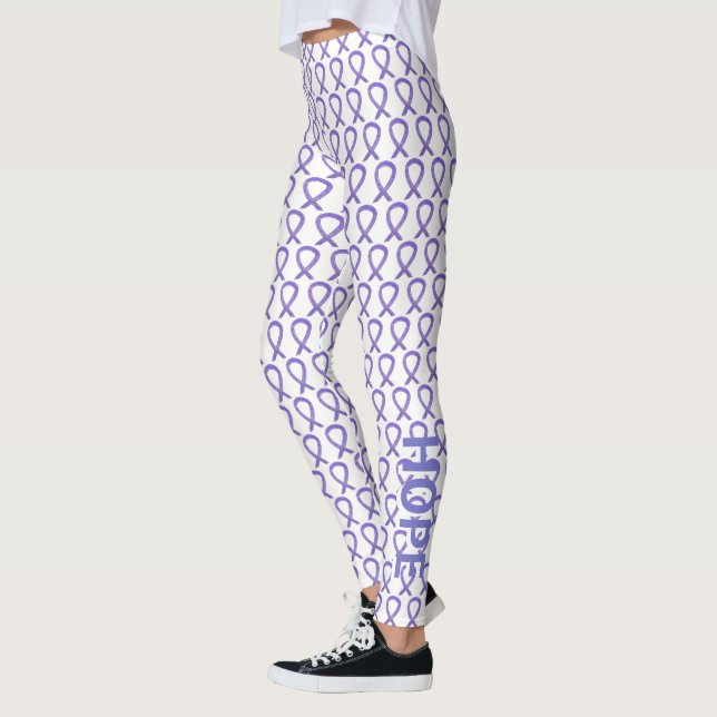 Leggings Ruban de sensibilisation Lavande Mots personnalisé (Gauche)