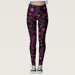 Leggings Ruban rose Multi Imprimer...Cancer du sein