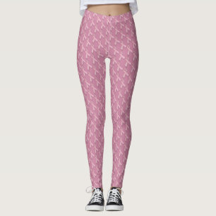 Leggings Rubans de sensibilisation au cancer du sein rose