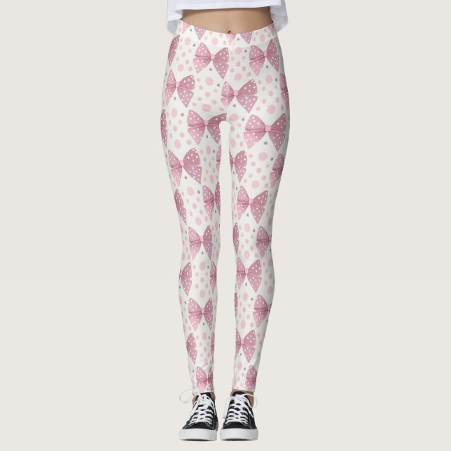 Leggings Rubans et pois coquets rose (Devant)