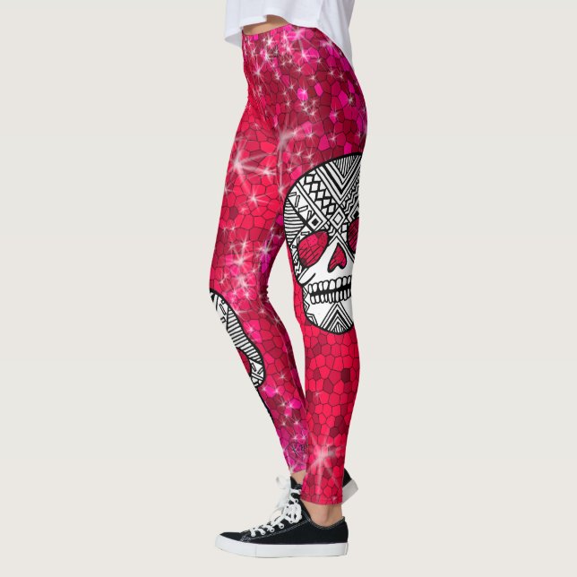 Leggings Ruby Red Rhinestone Parties scintillant Sequin Sug (Gauche)