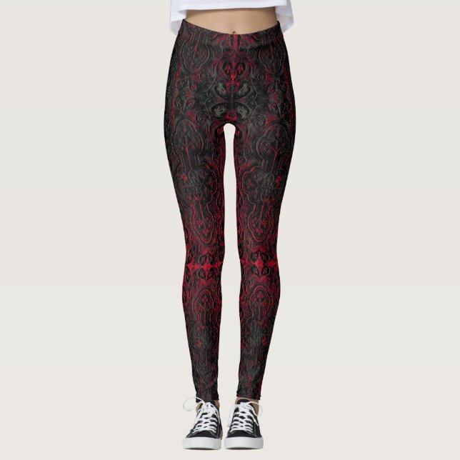 Leggings Ruby Red Romantique Patiné Croix gothique Motif (Devant)
