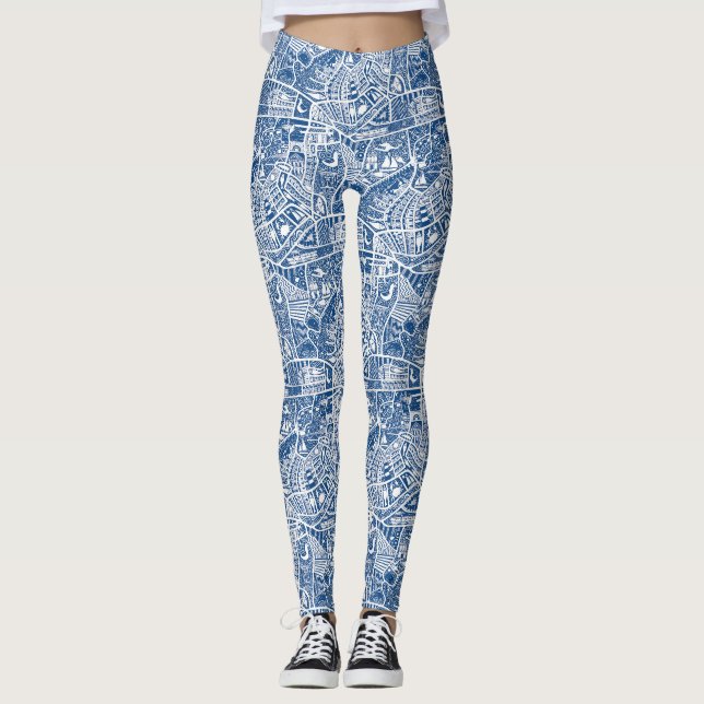 Leggings rural mer bleu (Devant)