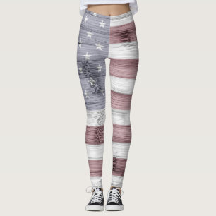 Leggings Russe Rouge Blanc Bleu Bois américain drapeau Amér