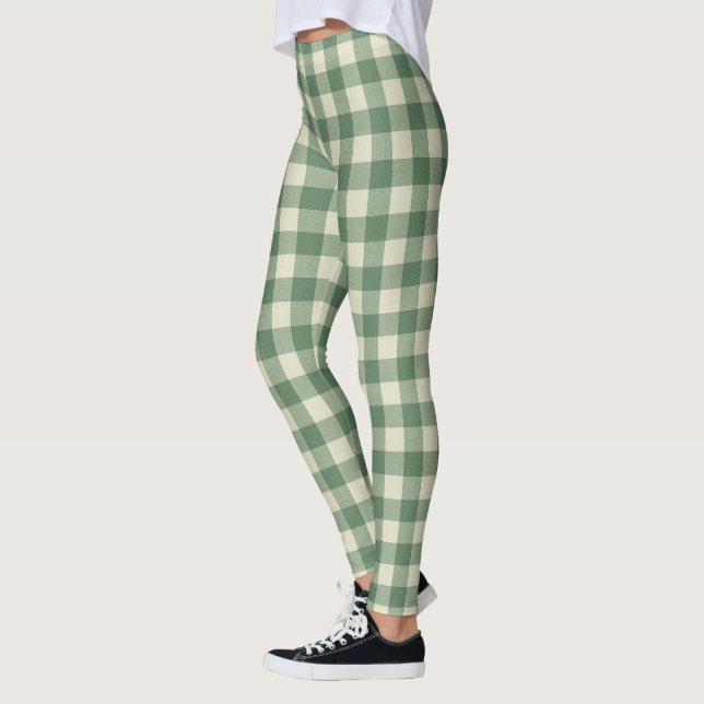 Leggings Russe Vert En vichy moderne Noël (Gauche)