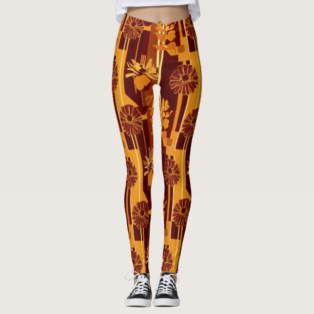 Leggings Rustic Autumn Floral Geometric Pattern (5) (Devant)