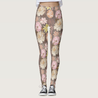 Leggings Rustic Boho Asphalt Floral Pattern 