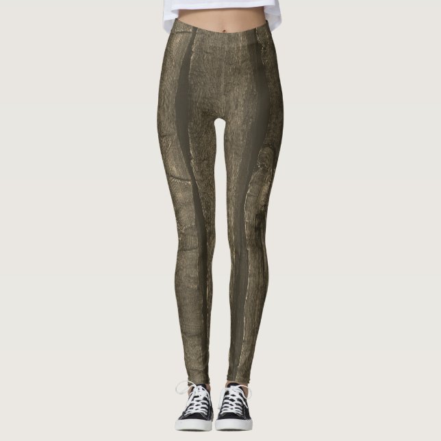 Leggings Rustique brun foncé or sépia vieux bois (Devant)
