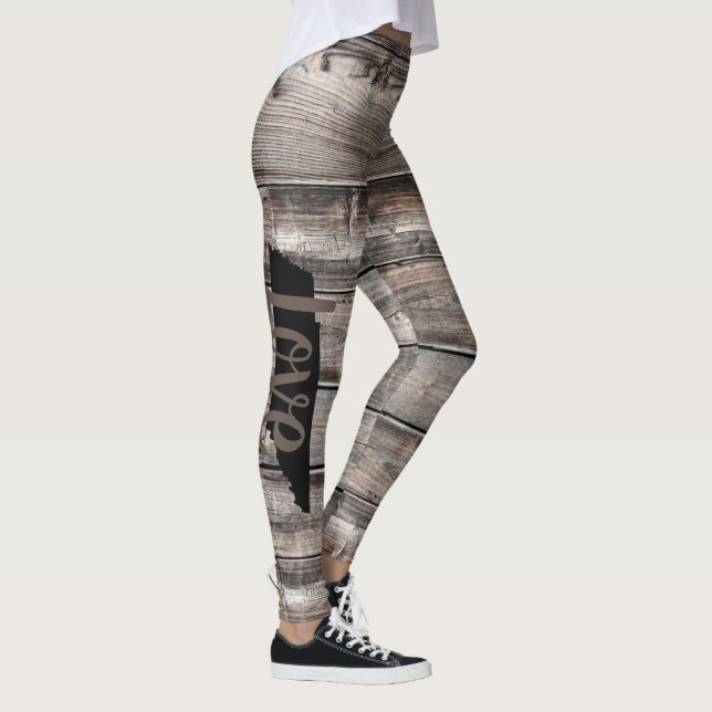 Leggings rustique chic TENNESSEE LOVE script sur bois de ba (Droite)
