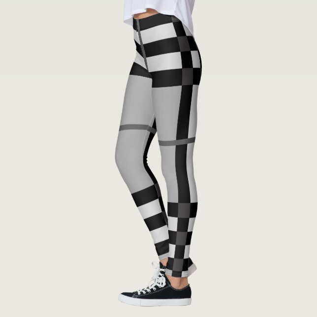 Leggings Rustique contemporain gris et noir plaid (Gauche)