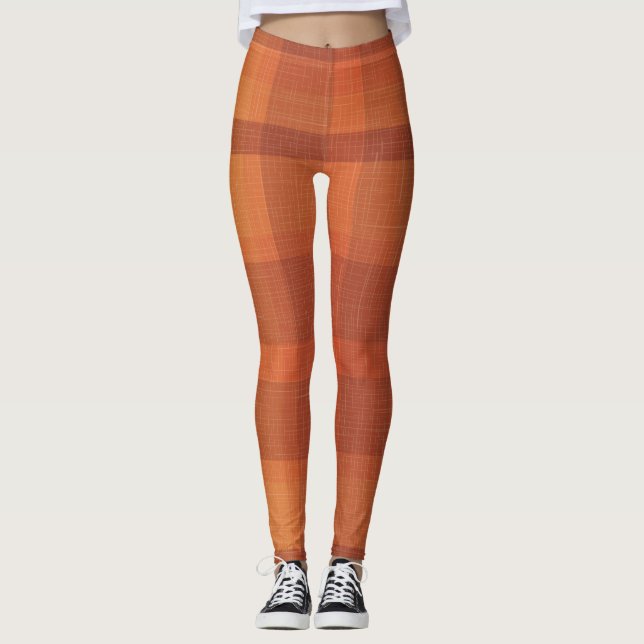 Leggings Rustique Orange Automne Plaid Tartan (Devant)