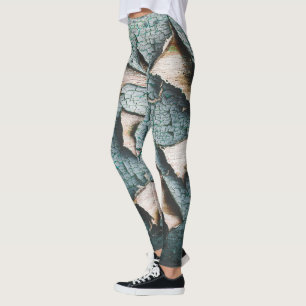 Leggings Rustique vieille peinture bleu clair vert peeling