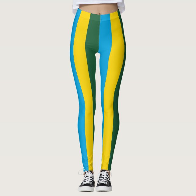 Leggings Rwanda National Drapeau Couleurs Verticales (Devant)